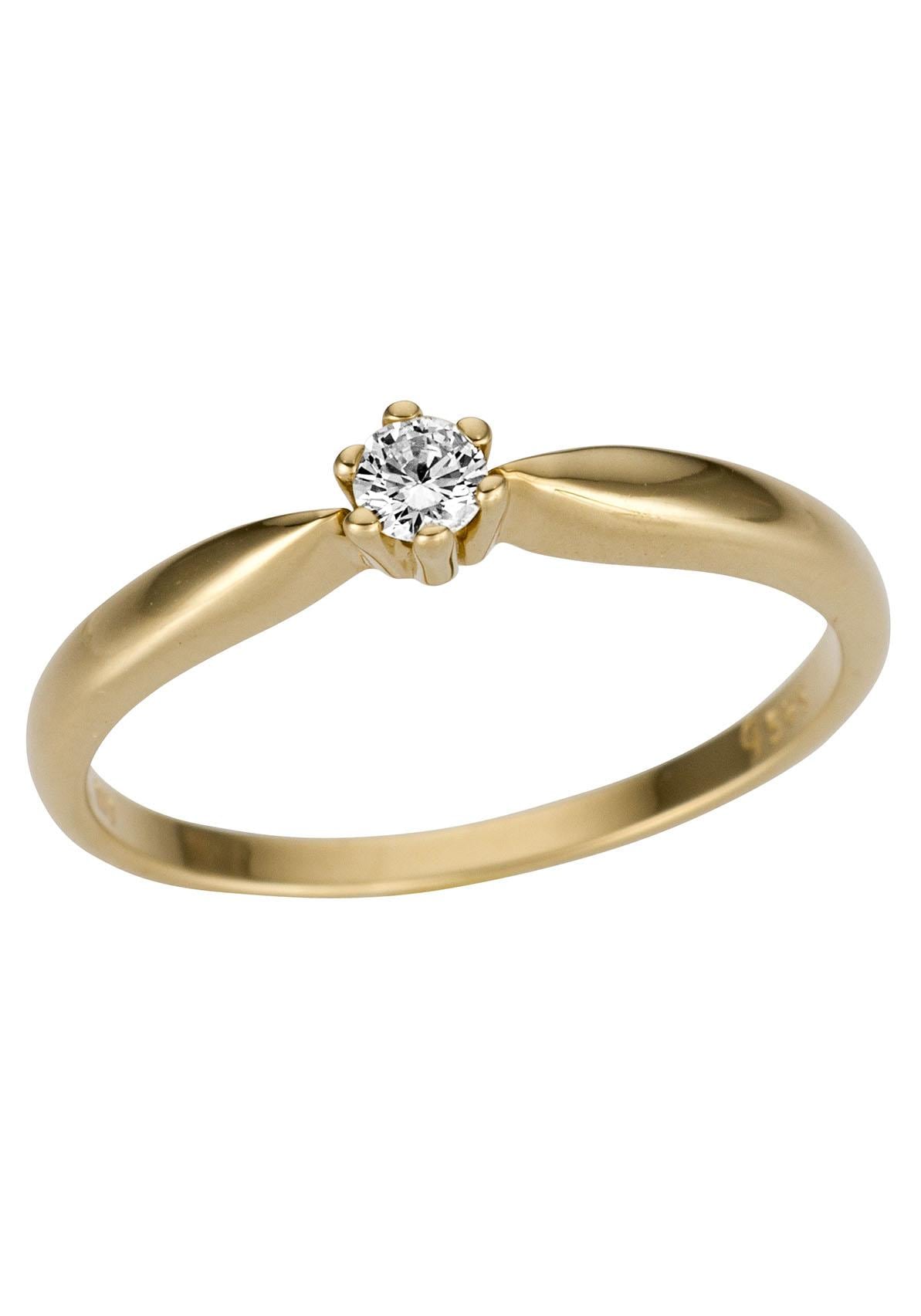 Firetti Goldring »Schmuck Geschenk Gold 375 Damenring Verlobungsring Goldring Solitär«