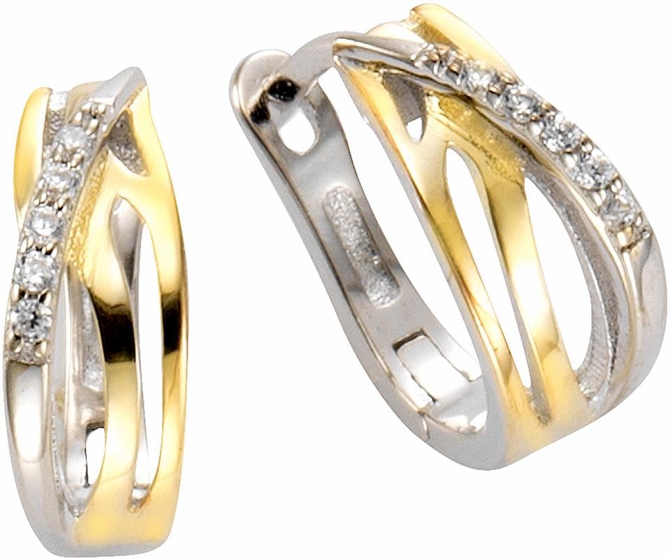 Firetti Paar Creolen »Schmuck Geschenk Silber 925 Bicolor geschwungen Ø ca. 14 mm«