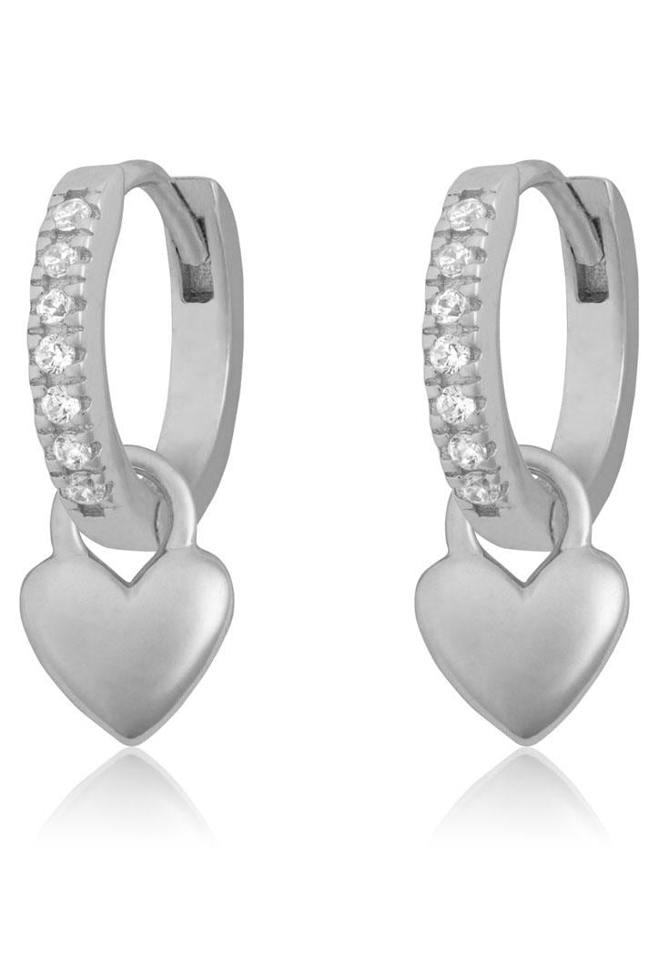 Firetti Paar Creolen »Schmuck Geschenk Silber 925 Glitzerohrschmuck Herz«