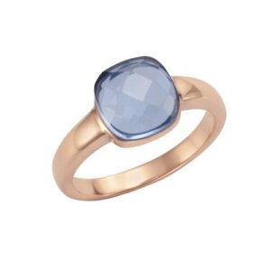 Jamelli Fingerring »925 Silber rosé vergoldet Quarz blau (beh.)«