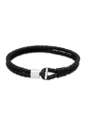 Kuzzoi Armband »Haken Echtleder Basic Cool 925 Sterling Silber«