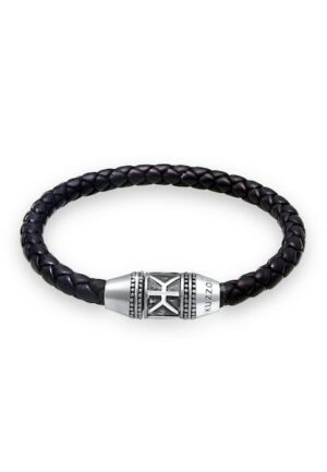 Kuzzoi Armband »Herren Leder Logo Magnet-Verschluß 925 Silber«