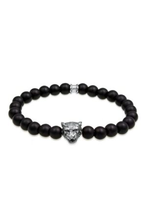 Kuzzoi Armband »Herren Tiger Kopf Onyx Edelsteine Black 925 Silber«