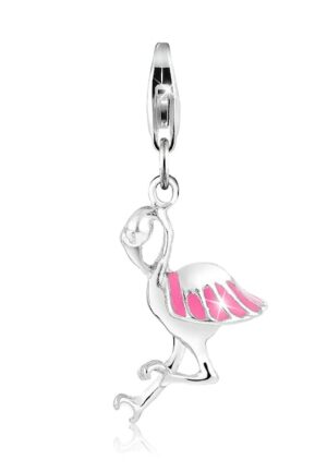 Nenalina Charm-Einhänger »Anhänger Flamingo Sommer Emaille 925 Silber«