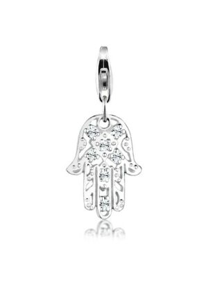 Nenalina Charm-Einhänger »Hamsa Hand Ornament Kristall 925 Silber«