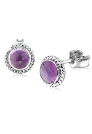 Nenalina Paar Ohrstecker »Amethyst Geburtsstein Februar Trend 925 Silber«