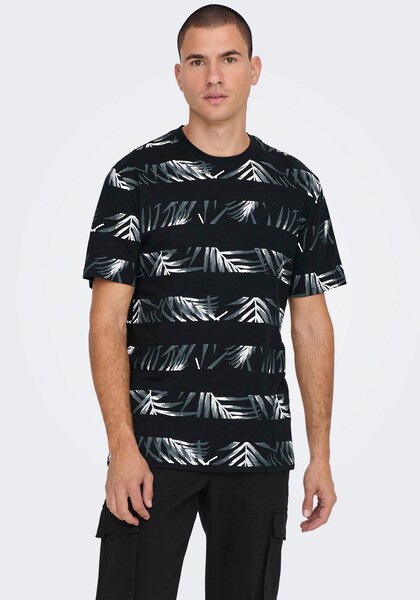 ONLY & SONS Rundhalsshirt »ONSIASON REG AOP STRIPE TEE«