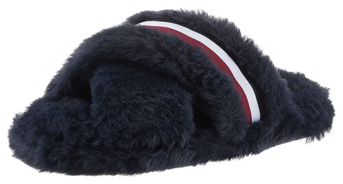 Tommy Hilfiger Plüsch Hausschuhe »FUR CROSS STRAP HOME SLIPPER«