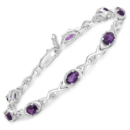 Vira Jewels Armband »925-Sterling Silber rhodiniert Glänzend Amethyst lila«