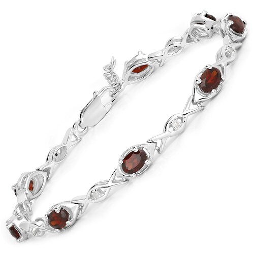 Vira Jewels Armband »925-Sterling Silber rhodiniert Glänzend Granat bordeaux«