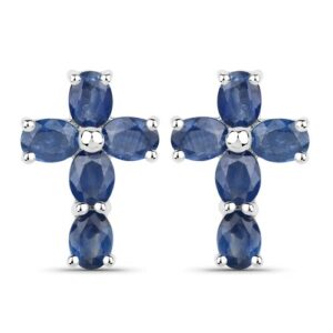 Vira Jewels Paar Ohrstecker »925-Sterling Silber rhodiniert Glänzend Saphir Blau«