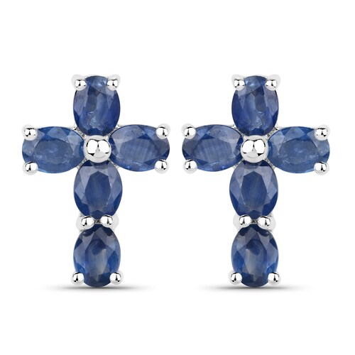 Vira Jewels Paar Ohrstecker »925-Sterling Silber rhodiniert Glänzend Saphir Blau«