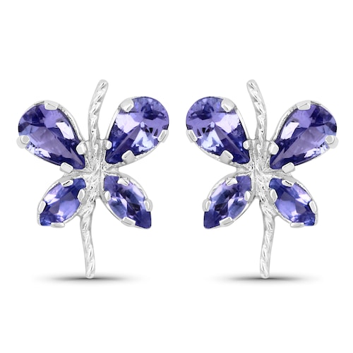 Vira Jewels Paar Ohrstecker »925-Sterling Silber rhodiniert Glänzend Tansanit violett«