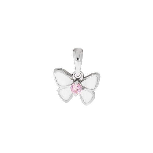 Vivance Kettenanhänger »925/- Sterling Silber rhodiniert Schmetterling Zirkonia pink«