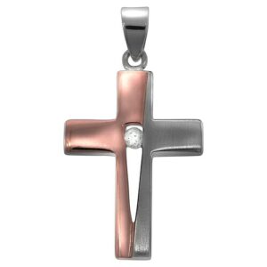 Vivance Kettenanhänger »925 Sterling Silber zweifarbig Kreuz«