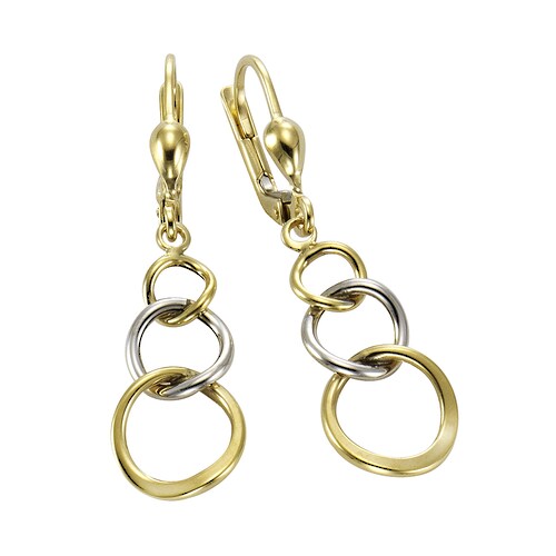 Vivance Paar Ohrhänger »375 Gold zweifarbig Ringe«