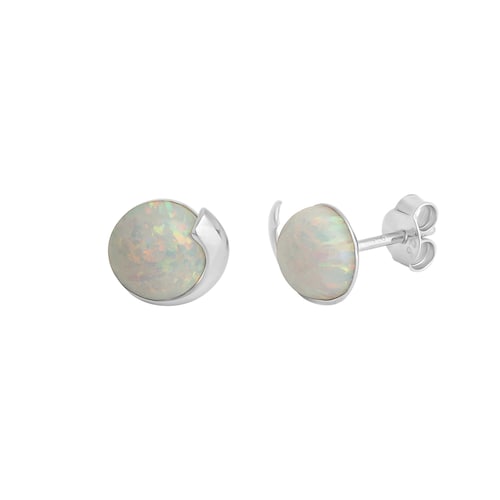 Vivance Paar Ohrstecker »925/- Sterling Silber rhodiniert imit. Opal weiß«