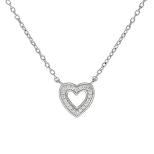 Zeeme Collierkettchen »925/- Sterling Silber rhodiniert Herz Zirkonia«