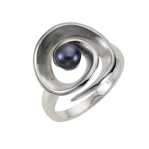 Zeeme Fingerring »925/- Sterling Silber Perle schwarz«