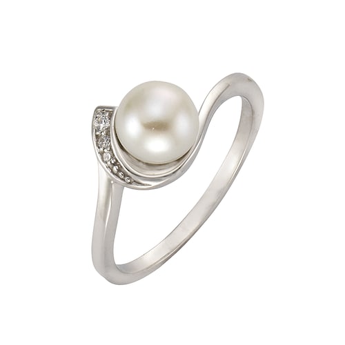 Zeeme Fingerring »925/- Sterling Silber Perle Zirkonia weiß«