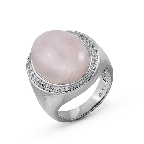 Zeeme Fingerring »925/- Sterling Silber rhodiniert Rosaquartz Zirkonia«