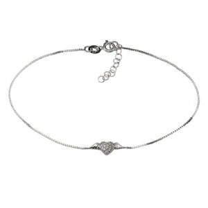 Zeeme Fußkette »925/- Sterling Silber rhodiniert Herz Zirkonia«