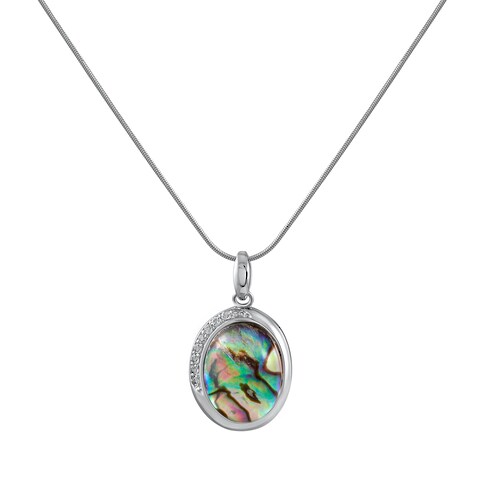 Zeeme Kette mit Anhänger »925/- Sterling Silber rhodiniert Abalone Weißtopas«