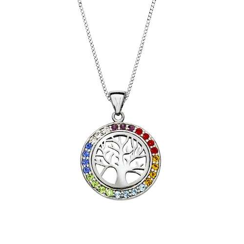 Zeeme Kette mit Anhänger »925/- Sterling Silber rhodiniert Kristalle Regenbogen«