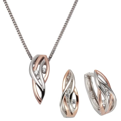 Zeeme Paar Creolen »925/- Sterling Silber zweifarbig«