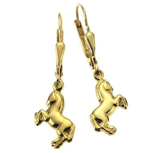 Zeeme Paar Ohrhänger »333 Gold Motiv Pferde«