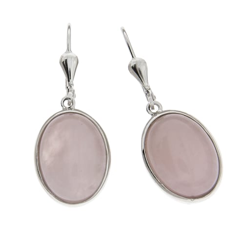 Zeeme Paar Ohrhaken »925/- Sterling Silber rhodiniert Rosenquartz«