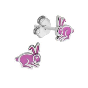 Zeeme Paar Ohrstecker »925 Sterling Silber Hase Lack rosa«