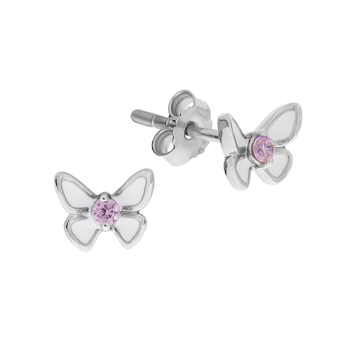Zeeme Paar Ohrstecker »Silber 925 Schmetterling Zirkonia pink«